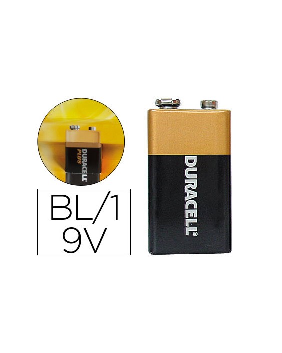 Pila duracell alcalina plus 9v blister con 1 unidad