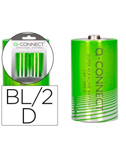 Pila q-connect alcalina d blister de 2 unidades