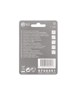 Pila q-connect alcalina d blister de 2 unidades