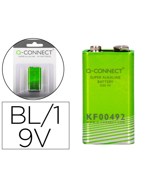 Pila q-connect alcalina 9v blister con 1 unidad