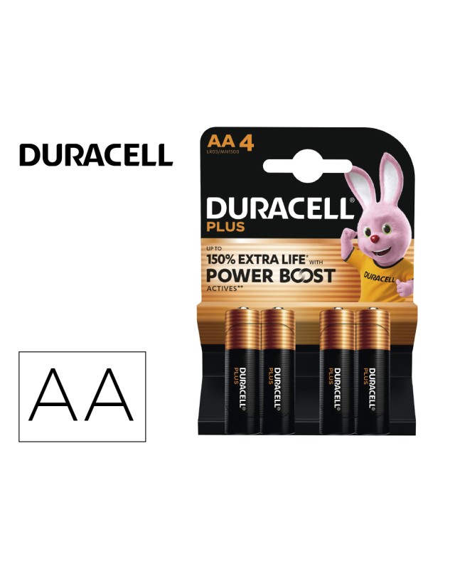 Pila duracell alcalina plus aa power boost blister de 4 ud