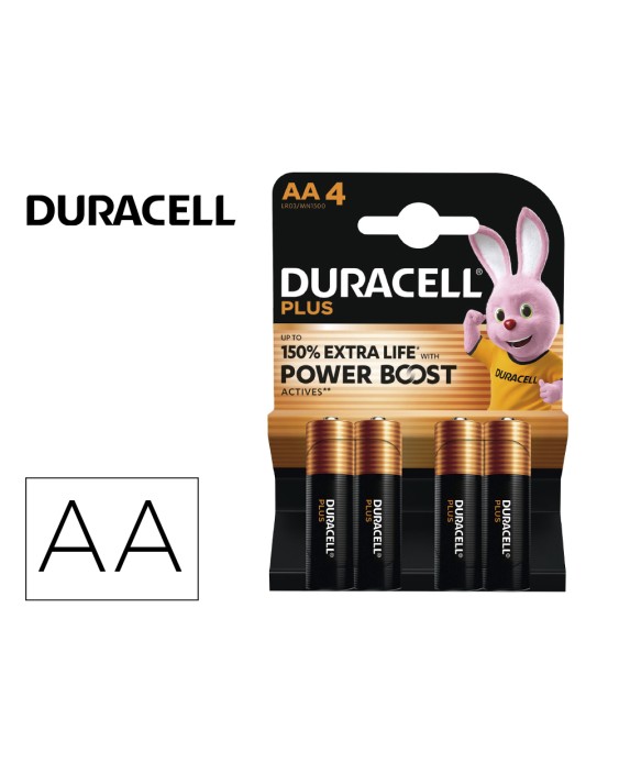Pila duracell alcalina plus aa power boost blister de 4 ud