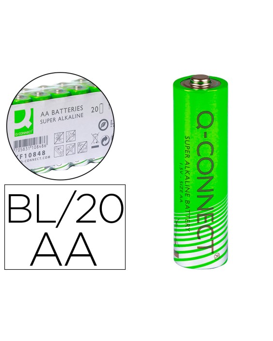 Pila q-connect alcalina aa paquete con 20 unidades