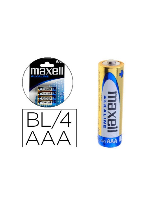 Pila maxell alcalina 1.5 v tipo aaa lr03 blister de 4 unidades