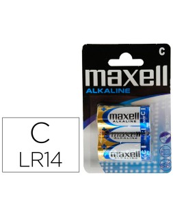 Pila maxell alcalina 1,5 v tipo c lr14 blister de 2 unidades