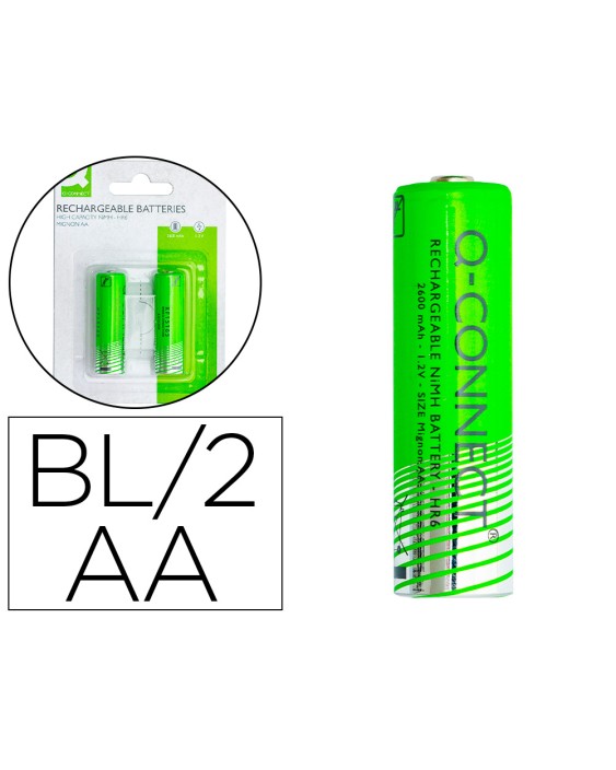 Pila q-connect alcalina aa recargable blister de 2 unidades