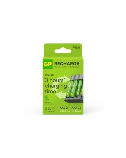 Cargador de pilas recargables gp usb aa /aaa + 2x aa 2100 mah + 2x aaa 800 mah