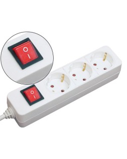 Regleta 3 tomas mediarange blanca con interruptor longitud cable 1,4m