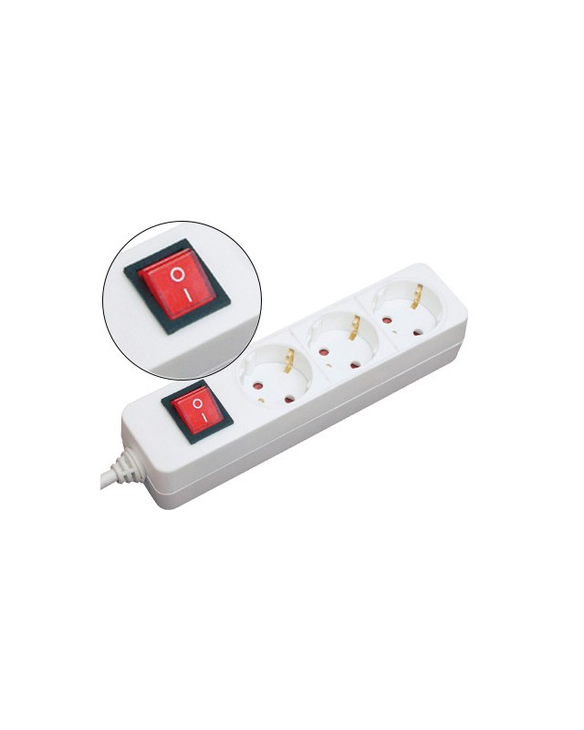 Regleta 3 tomas mediarange blanca con interruptor longitud cable 1,4m
