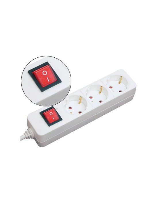 Regleta 3 tomas mediarange blanca con interruptor longitud cable 1,4m