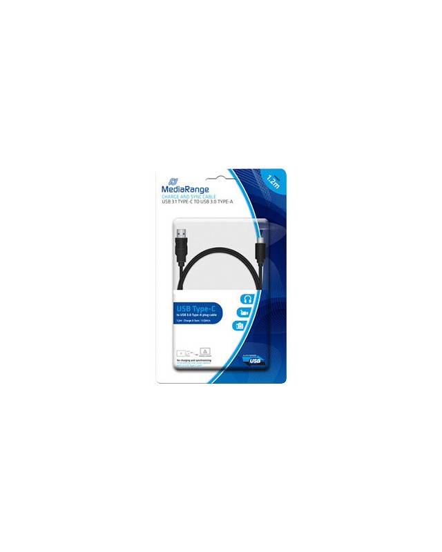 Cable usb 3.1 tipo c a usb 3.0 tipo a mediarange longitud del cable 1.2 m negro