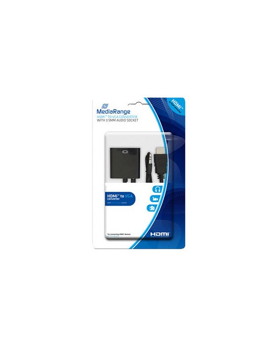 Cable hdmi a vga jack 3.5 mm mediarange negro