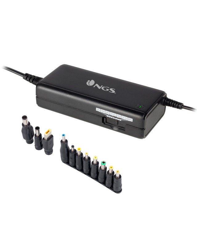 Adaptador de corriente ngs manual laptop 90w con 11 adaptadores