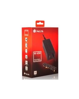 Adaptador de corriente ngs automatic 45w con 8 adaptadores y salida usb 2a