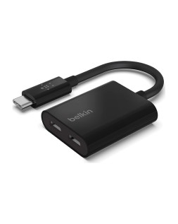 Adaptador belkin f7u081btblk usb-c de audio y carga color negro