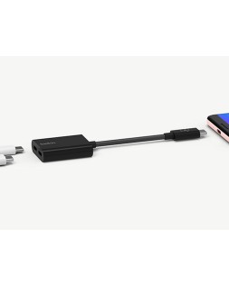 Adaptador belkin f7u081btblk usb-c de audio y carga color negro