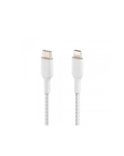 Cable trenzado belkin caa004bt1mwh usb-c a lightning boost charge largo 1 m color blanco