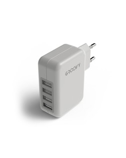 Cargador de pared groovy 2 usb + 2 usb-c 4.8a color blanco