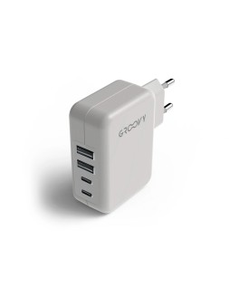 Cargador de pared groovy 2 usb + 2 usb-c 4.8a color blanco