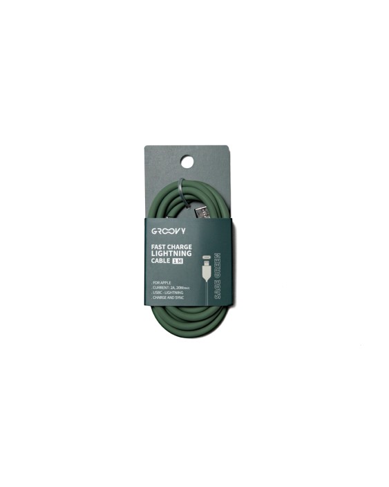 Cable groovy usb 2.0 a usb c apple lightning longitud 1 m silicona color verde salvia