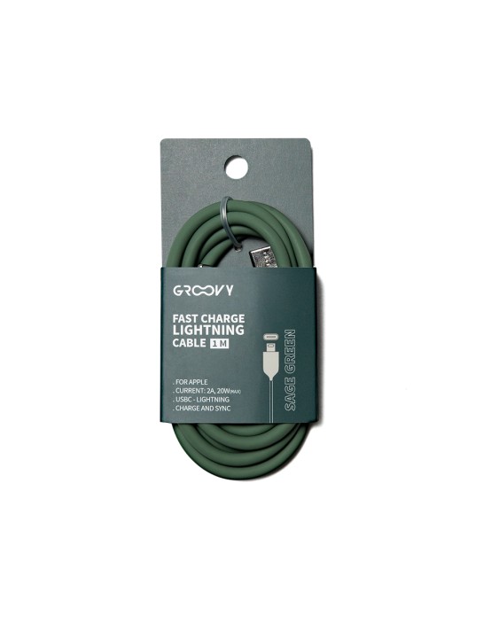 Cable groovy usb 2.0 tipo c a tipo c longitud 1 m silicona color verde salvia