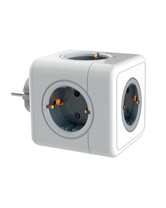 Regleta q-connect de cubo enchufe multiple power cube 5 en 1 directo a pared 5 tomas de corriente 75x75x112mm