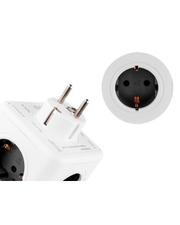 Regleta q-connect de cubo enchufe multiple power cube 5 en 1 directo a pared 5 tomas de corriente 75x75x112mm
