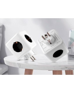 Regleta q-connect de cubo enchufe multiple power cube 5 en 1 directo a pared 5 tomas de corriente 75x75x112mm