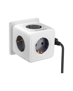 Regleta q-connect de cubo enchufe multiple power cube 5 en 1 directo a pared 5 tomas de corriente 75x75x112mm