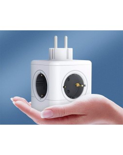 Regleta q-connect de cubo enchufe multiple power cube 5 en 1 directo a pared 5 tomas de corriente 75x75x112mm