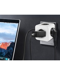 Regleta q-connect de cubo enchufe multiple power cube 5 en 1 directo a pared 5 tomas de corriente 75x75x112mm