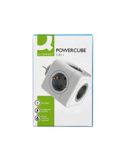 Regleta q-connect de cubo enchufe multiple power cube 5 en 1 directo a pared 5 tomas de corriente 75x75x112mm