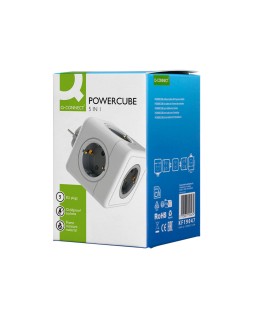 Regleta q-connect de cubo enchufe multiple power cube 5 en 1 directo a pared 5 tomas de corriente 75x75x112mm