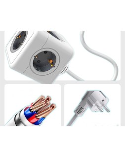 Regleta q-connect de cubo enchufe multiple power cube 5 en 1 cable de 1,4 m 5 tomas de corriente 75x75x112mm