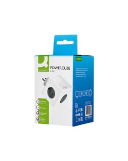 Regleta q-connect de cubo enchufe multiple power cube 6 en 1 directo pared 3 tomas de corriente+2 usb+1 usb c
