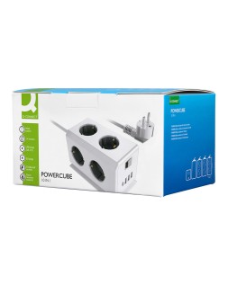 Regleta q-connect enchufe multiple 10 en 1 cable 1,4 m 6 tomas de corriente+3 usb+1 usb tipo c 140x76x87mm