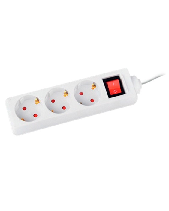 Regleta q-connect 3 tomas de corriente con interruptor longitud cable 1,5 m color blanco
