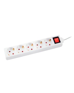 Regleta q-connect 5 tomas de corriente con interruptor longitud cable 1,5 m color blanco