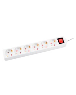Regleta q-connect 6 tomas de corriente con interruptor longitud cable 1,5 m color blanco