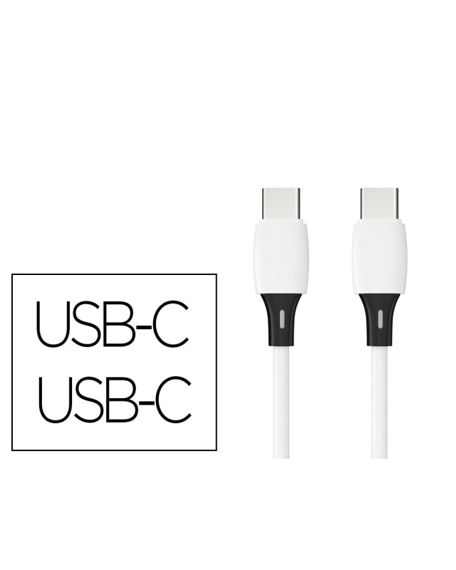 Cable usb-c a usb-c q-connect pvc longitud 1m blanco