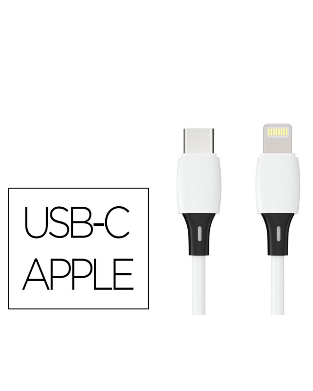 Cable usb-c a apple lightning q-connect pvc longitud 2m blanco