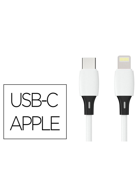 Cable usb-c a apple lightning q-connect pvc longitud 2m blanco