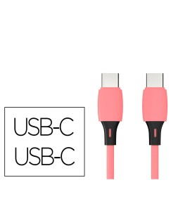 Cable usb-c a usb-c q-connect pvc longitud 2m rosa