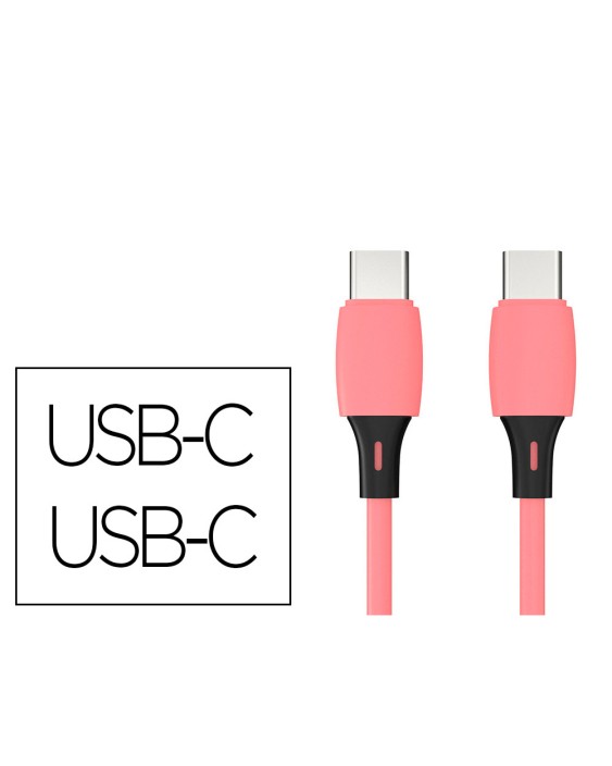 Cable usb-c a usb-c q-connect pvc longitud 2m rosa