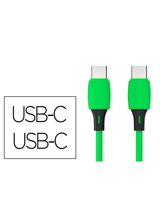Cable usb-c a usb-c q-connect pvc longitud 2m verde