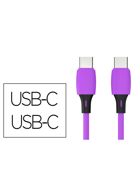 Cable usb-c a usb-c q-connect pvc longitud 2m morado