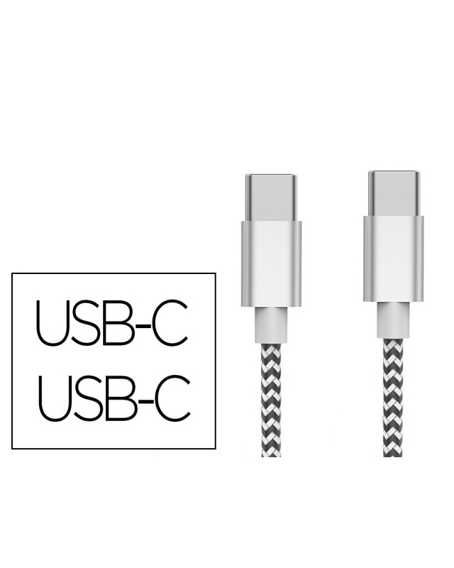 Cable usb-c a usb-c q-connect nailon longitud 1m blanco