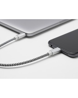 Cable usb-c a usb-c q-connect nailon longitud 1m blanco