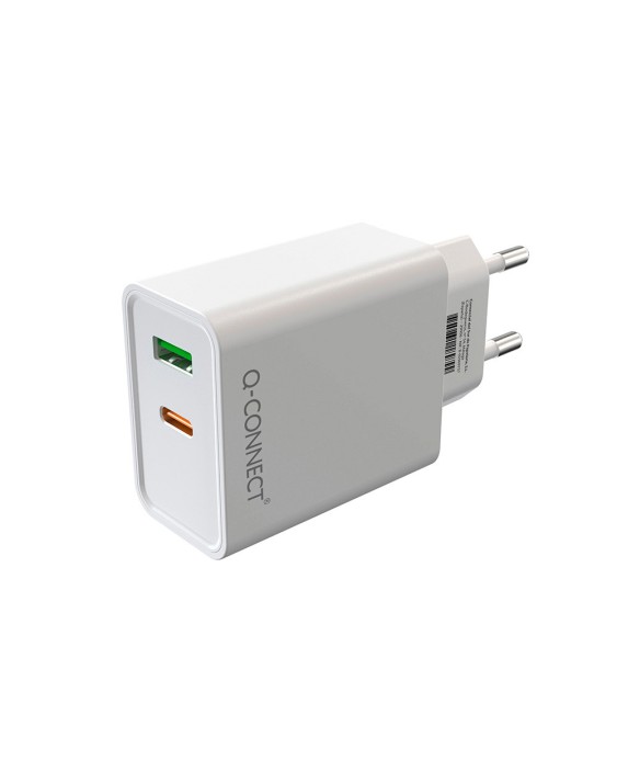 Cargador de pared q-connect usb-a y usb-c 20 w blanco