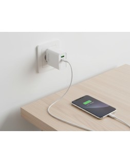 Cargador de pared q-connect usb-a y usb-c 20 w blanco
